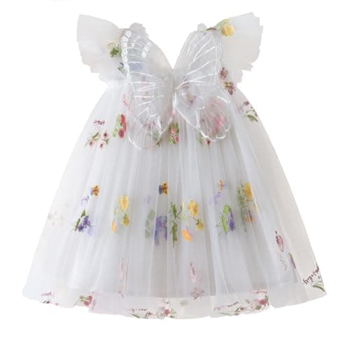 NNJXD Casual Flower Embroidered Tulle Dress for Baby GirlsToddler