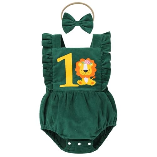 IBTOM CASTLE Baby First Birthday Sleeveless Corduroy Romper Cake Smash Outfit
