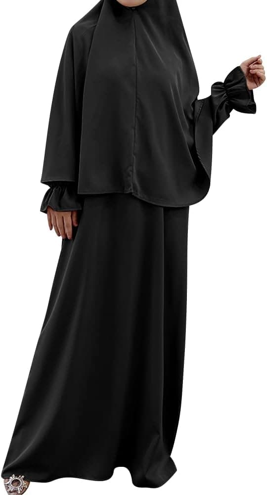 Women Muslim Abaya Modest Prayer Dress with Hijab Middle East Arabian Robe Islamic Dubai Outfit