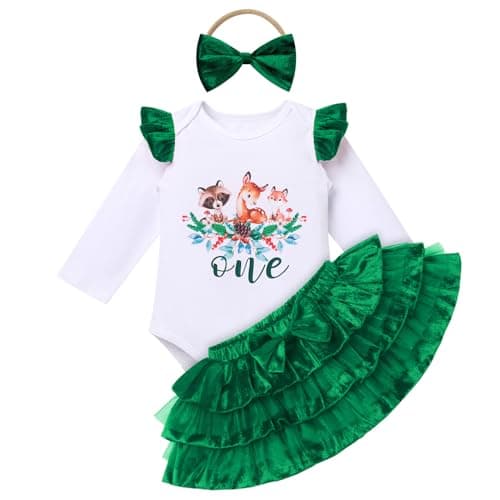 IBTOM CASTLE Baby Girl Velvet Romper Bow Headband Christmas Outfit