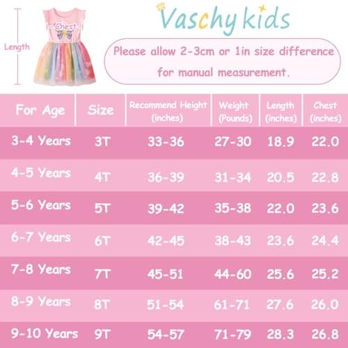 VASCHY Cute Ruffle Tulle Dress for Girls, Toddler to Big Kid Size 2-10T