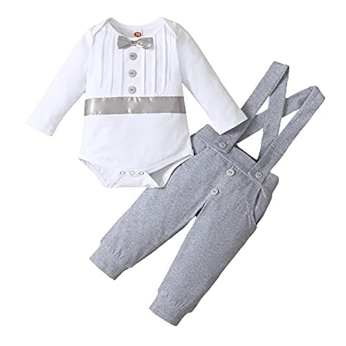 Baby Boys Christening Outfit Bowtie Romper Suit Set