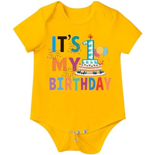 Xuomuen Cake Print Bodysuit for 1-Year-Old Baby Newborn Outfit