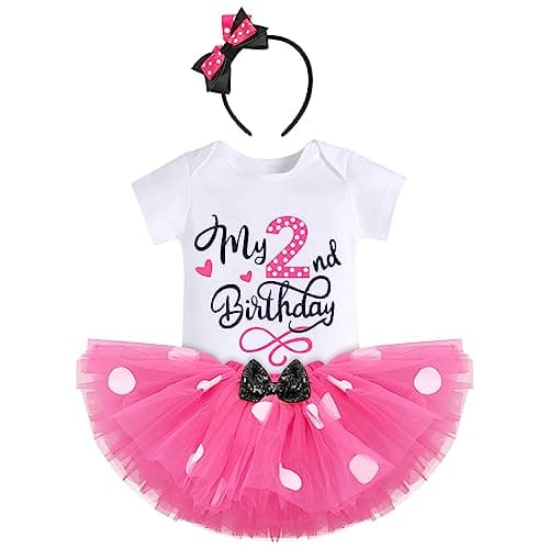 IBTOM CASTLE Polka Dots Romper Tutu Dress for Baby Girls Birthday Outfit
