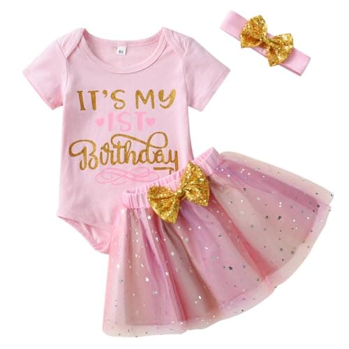 GRNSHTS Baby Girl 1st Birthday Cake Smash Tutu Outfit Set