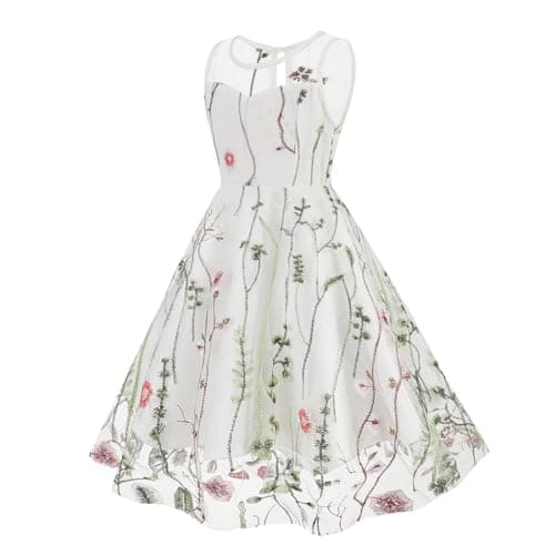 Embroidered Floral Lace Dress for Kids Girls