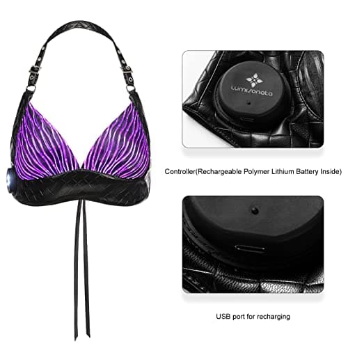 LED Light Up PU Leather Halter Top for Women - lumisonata Crop Tops