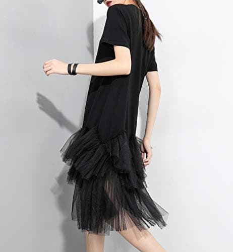 ellazhu Women's Short Sleeve Oversized Tulle Dress