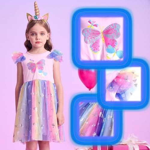 VIKITA Girls' Knee-Length Summer Tutu Dress