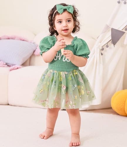 Grehava Baby Girl 1st Birthday Tulle Romper 0-18 Months Short Sleeves