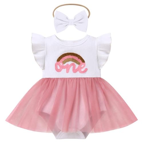 IMEKIS Baby Girls 1st Birthday Strawberry Butterfly Romper Dress for Cake Smash Photos