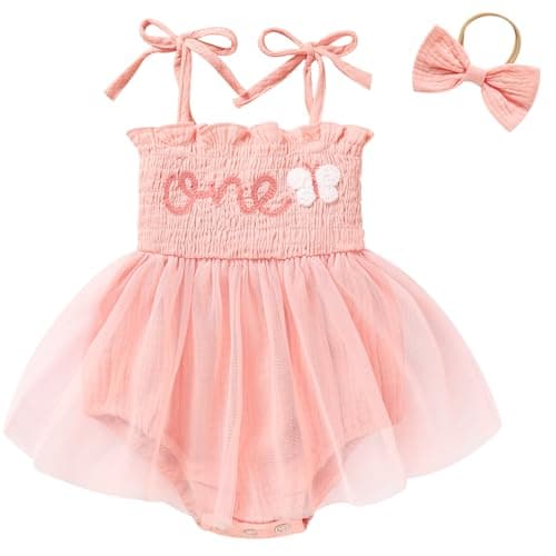 Baby Girl 1st Birthday Tulle Romper Cake Smash Outfits