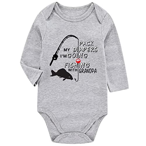 Azzwnee Fish Grandpa Baby Bodysuits 0-3 Months