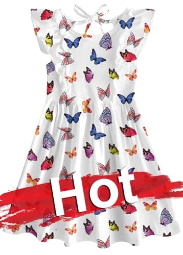 RAISEVERN Summer Ruffle Sleeve Dress for Toddler Girls 2-6T