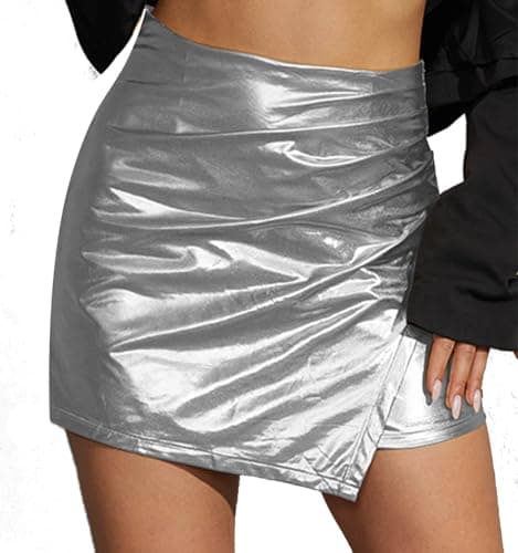 KRTWRNT Women's Metallic Skort: Gold/Silver Festival Rave Outfit