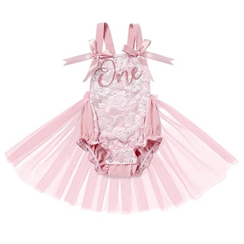 Baby Girls Lace Romper Dress - 1st Birthday Outfit