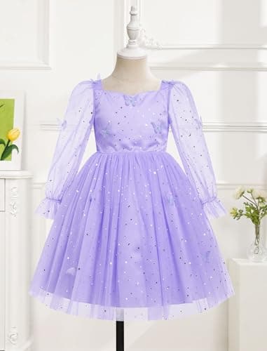 Girls Birthday Princess Dress with Sparkle Butterfly Stars