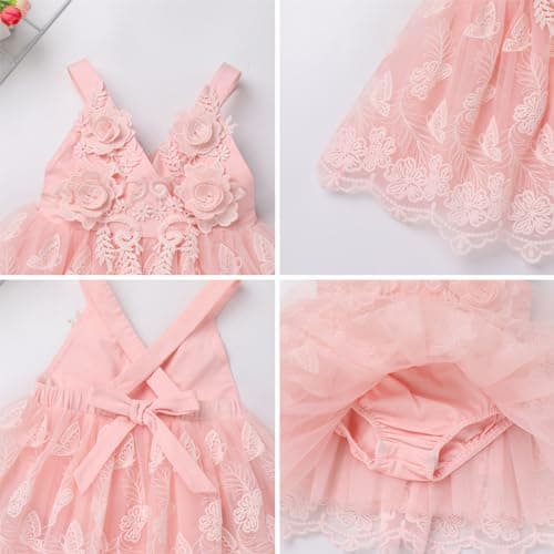 Butterfly Lace Romper Dress for Newborn Baby Girl's 1st Birthday