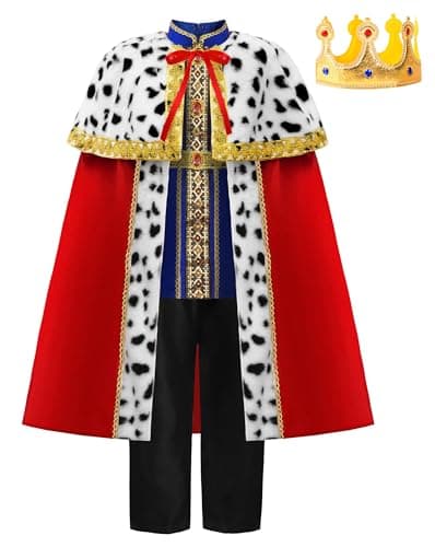 ReliBeauty Kids' King Costume with Robe for Boys and Girls