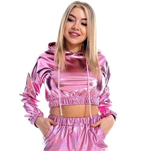 Shiny Metallic Crop Top Hoodie for Women into Disco Dance Clubwear
Refined Title: Shiny Metallic Crop Top Hoodie for Women: Perfect for Disco Dance Clubwear
Preserved Audience: Women