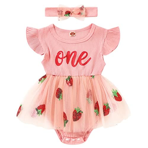 GRNSHTS Baby Girl 1st Birthday Romper & Headband for Princess Photo Shoot