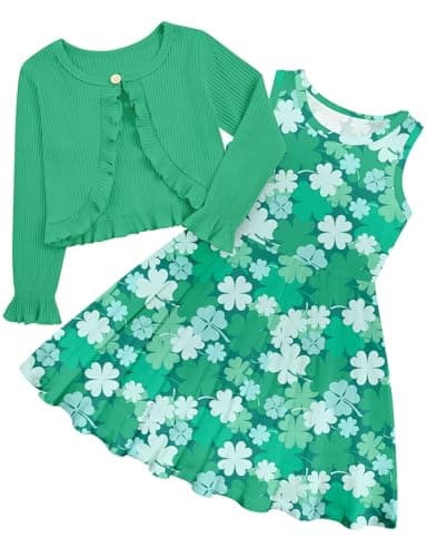 Goodstoworld Toddler Girl Fall Outfits: Sleeveless Dresses & Long Sleeve Cardigan 2-8T