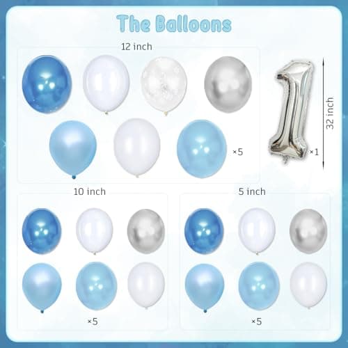 Cocomigo Winter Balloon Arch Set for 1st Birthday Boy Decorations
