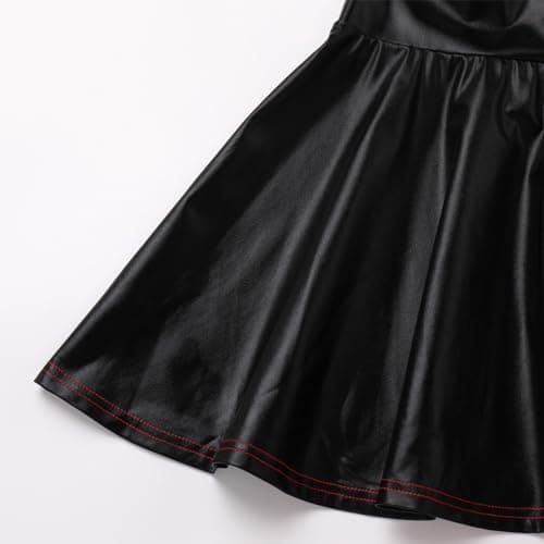 IMEKIS Women's Shiny Pleated Mini Skater Skirt for Sparkly Halloween Cosplay