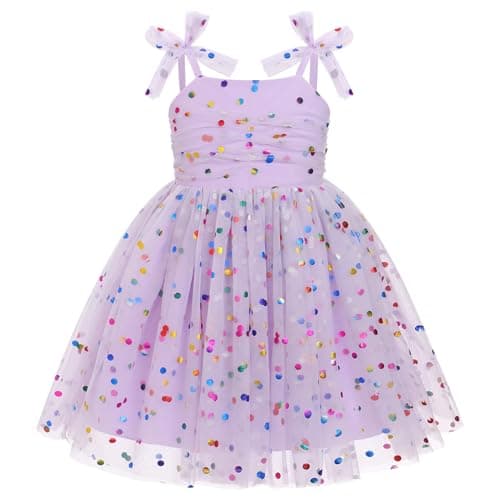 IDOPIP Baby Girls Tutu Sleeveless Backless Birthday Sundress Sequin Ruffle Tulle