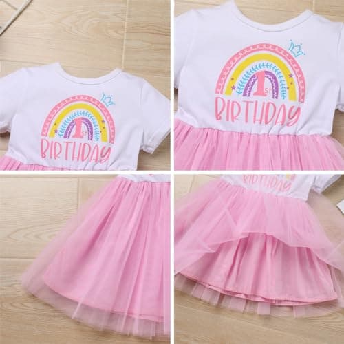 Boho Rainbow Birthday Dress for Toddler Girl - Cake Smash Photo Shoot