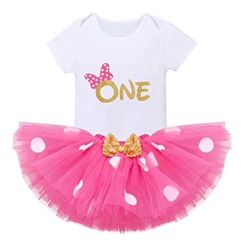 IMEKIS Baby Girls 1st Birthday Tutu Romper with Polka Dots & Mouse Ears Costume