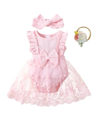 Renotemy Newborn Lace Romper Boho Flower Dress for Summer Photography