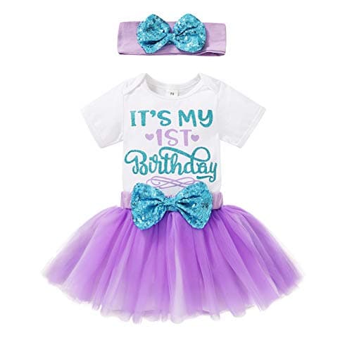 YOUNGER TREE Newborn Girls' 1st Birthday Shiny Sequin Tutu Dress