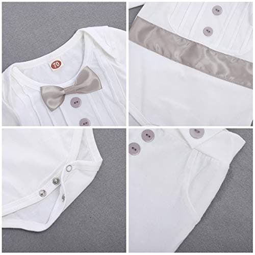 Christening Outfit for Baby Boys - Bowtie Romper with PantsSuit Set