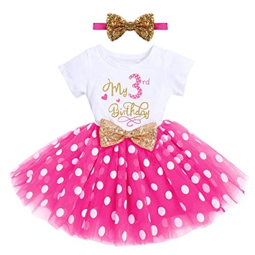 IMEKIS Baby Girls 1st & 2nd Birthday Outfit with Dress & Tutu Set