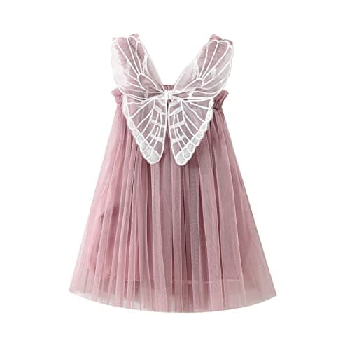 ZINTAOZT Toddler Butterfly Wings Sleeveless Skirt Birthday Party Tutu Dress