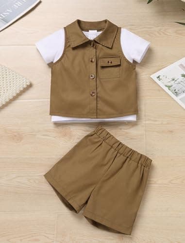 IMEKIS Baby Boys 1st Birthday Jungle Safari Outfit 4PC Set