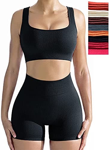 Niyokki Women's Seamless Crop Tops & Leggings Workout Set