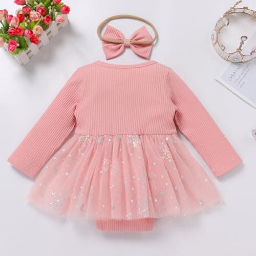 Baby Girl's 1st Birthday Outfit: Romper and Headband for Fall & Winter Cake Smash Photos