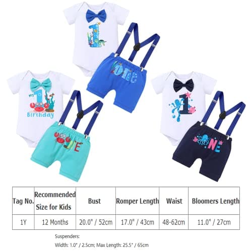 ODASDO Baby Boy Ocean Themes 1st Birthday Smash Cake Romper Set