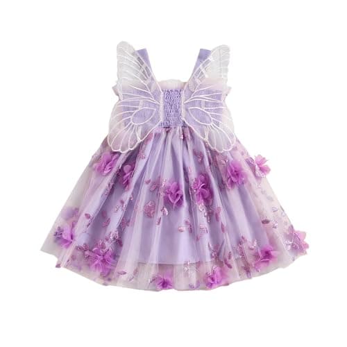 TUSFTAY Toddler Butterfly Wings Birthday Tutu Dress