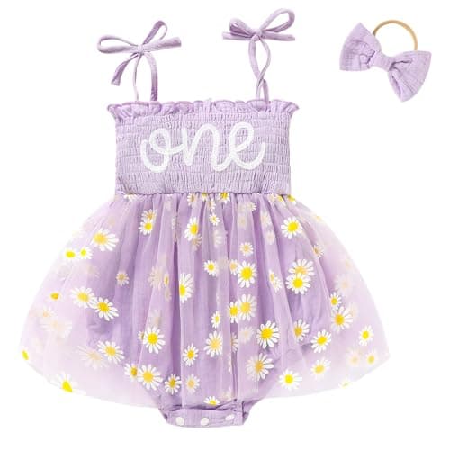 TITKKOP Baby Girl 1st Birthday Tulle Romper Sleeveless Bodysuit