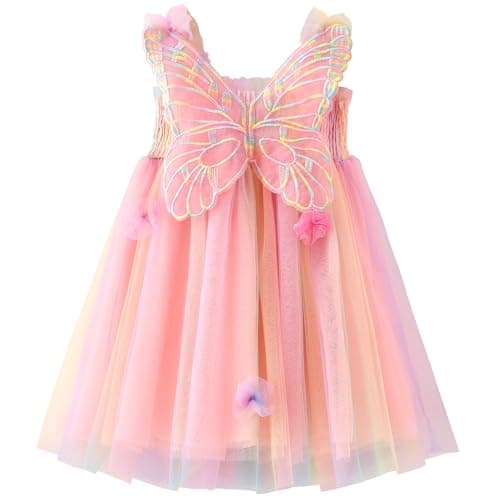 AGQT Baby Girls Butterfly Print Tulle Tutu Sundress 6M-6T