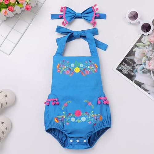 IMEKIS Mexican Fiesta Baby Girl 1st Birthday Romper & Headband