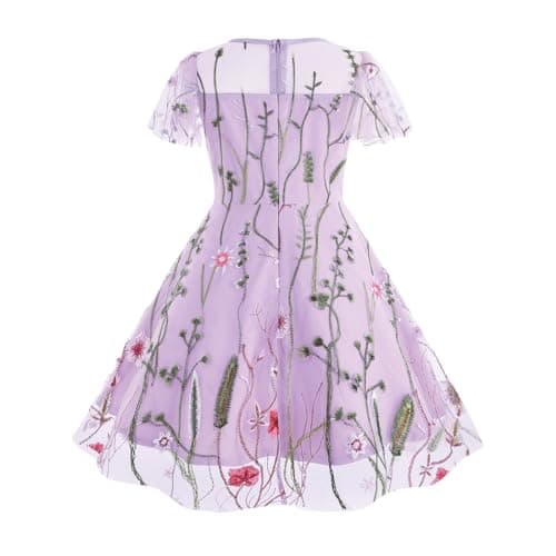 Vintage Floral Embroidered Mesh Dress