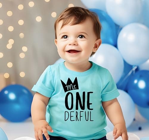 Mr One-Derful Baseball Tee Shirt for Boys 1st Birthday