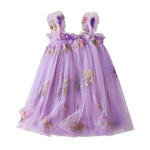 NNJXD Casual Flower Embroidered Tulle Dress for Baby GirlsToddler
