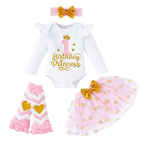 GRNSHTS Baby Girl 1st Birthday Cake Smash Tutu Outfit Set