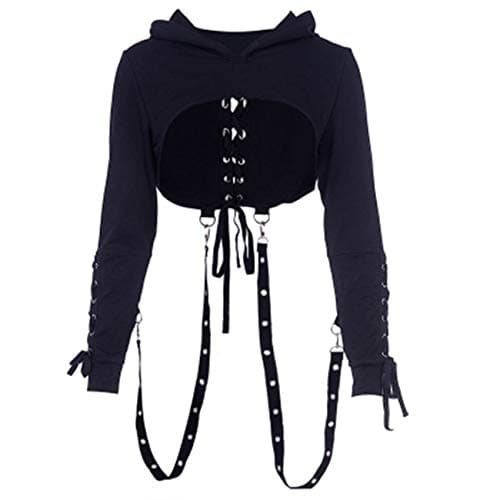 Gothic Punk Hoodies for Women in Crop Tops Style