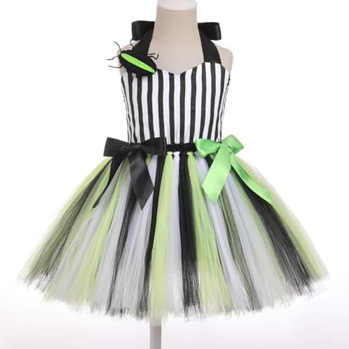 Black and White Striped Tulle Dress Set for Toddler Girls